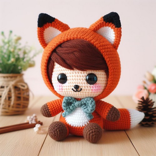 Amigurumi Doll In Fox Costume Crochet Pattern
