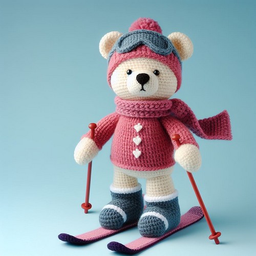 Crochet Skier Bear Nino Amigurumi Pattern