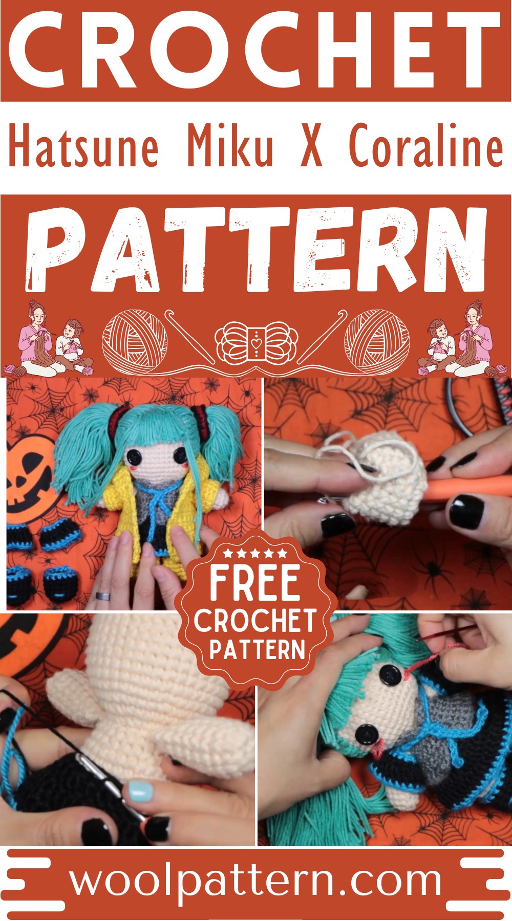 Crochet Hatsune Miku X Coraline Amigurumi Tutorial