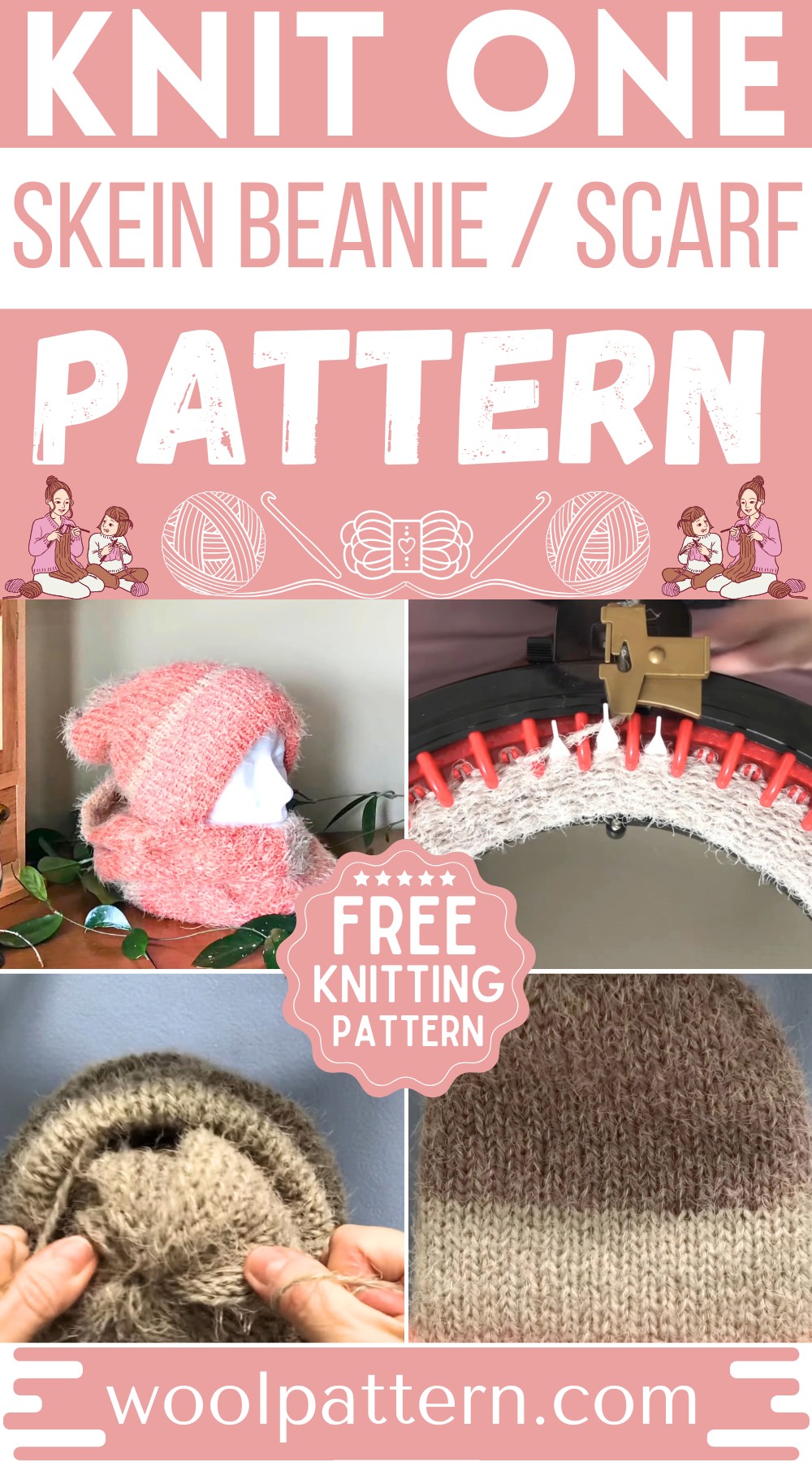 Knit One Skein Beanie Scarf