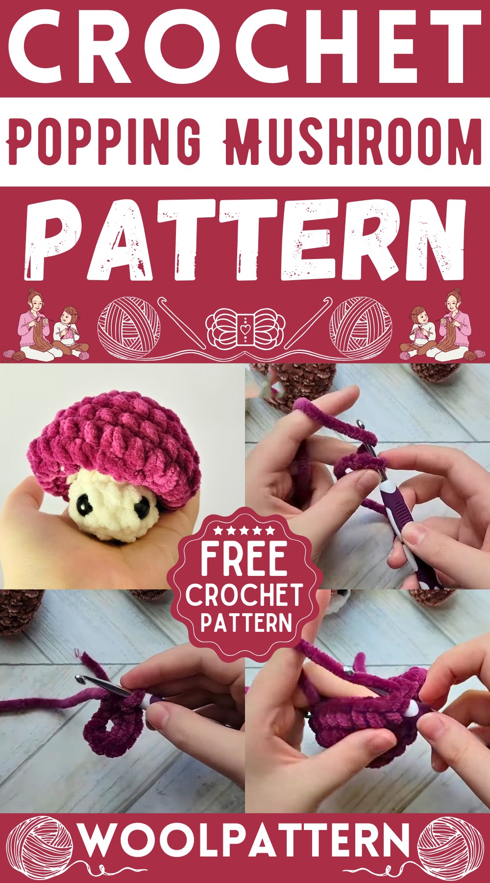 Crochet Popping Mushroom Pattern