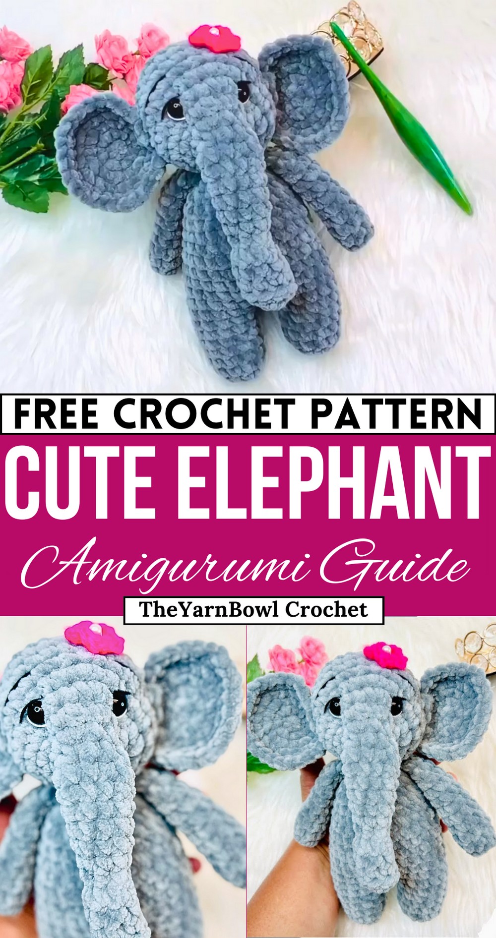 Cute Elephant Elephant Amigurumi Crochet Elephant Plushie