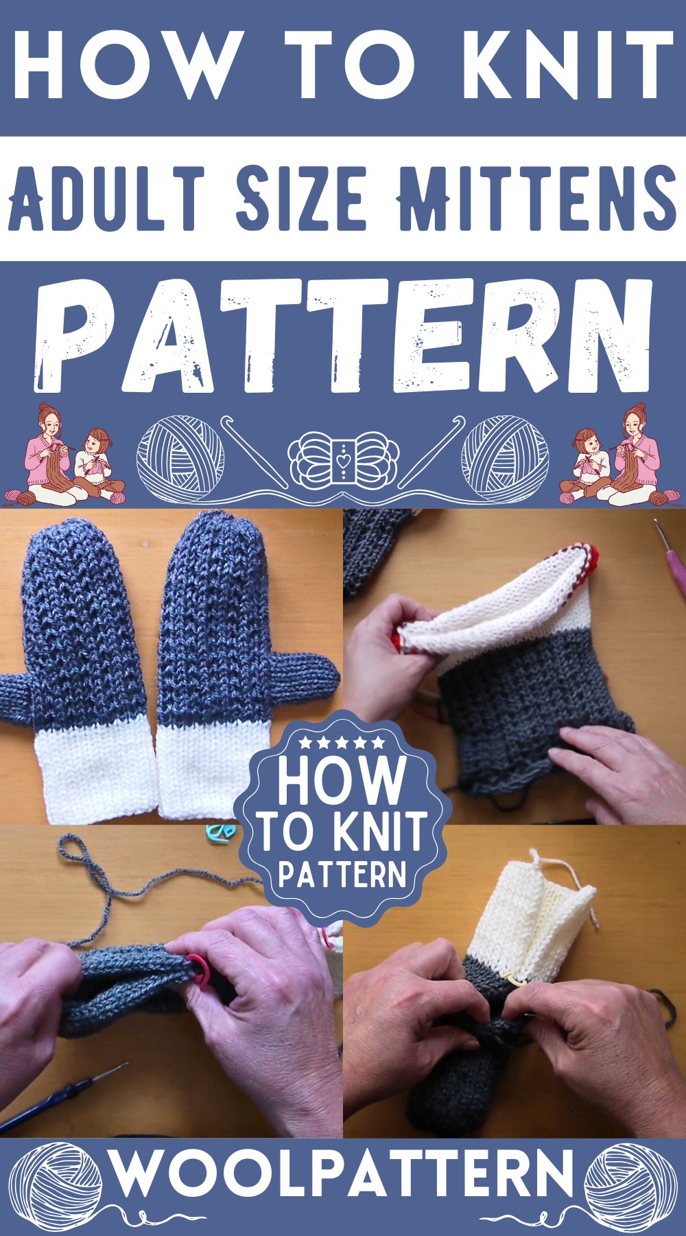 Knit Adult Size Mittens Pattern