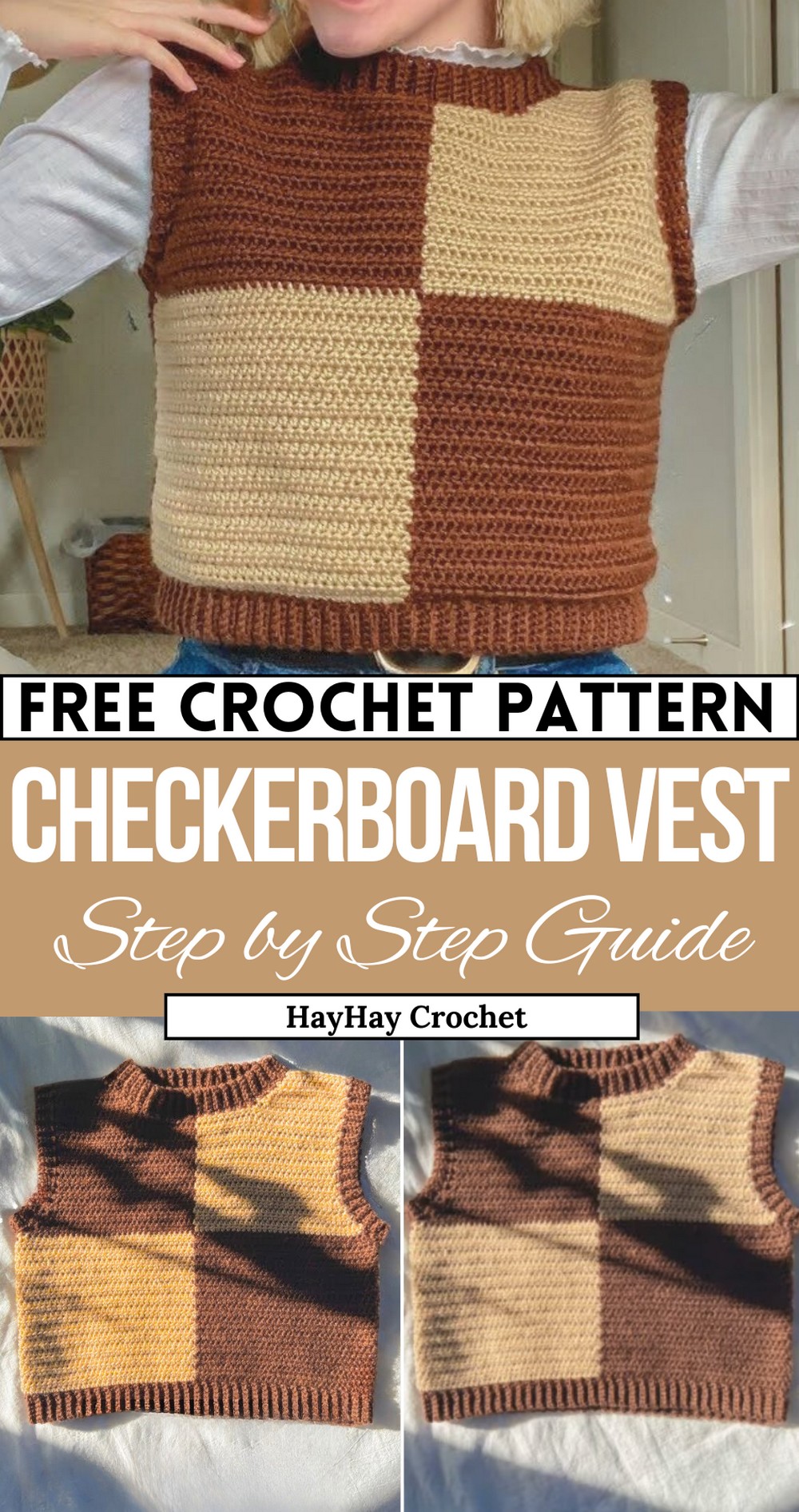 Crochet Checkerboard Sweater Vest Tutorial