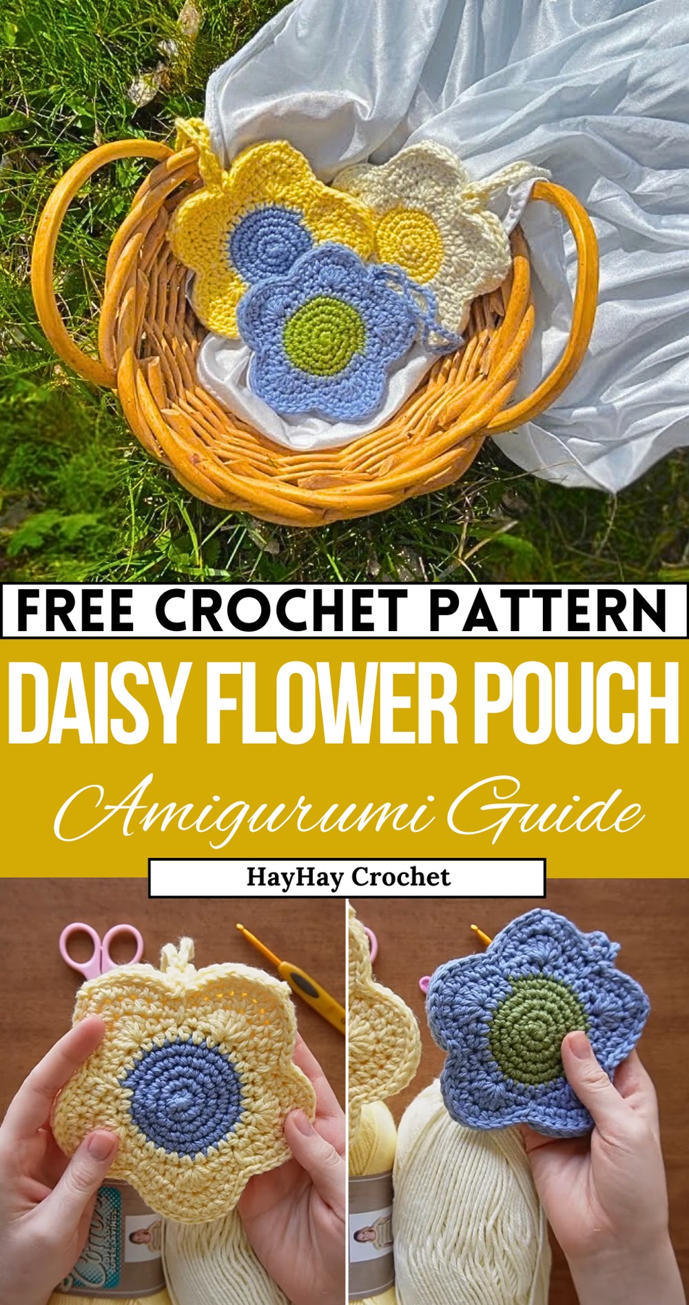 Crochet Daisy Flower Pouch Bag Tutorial