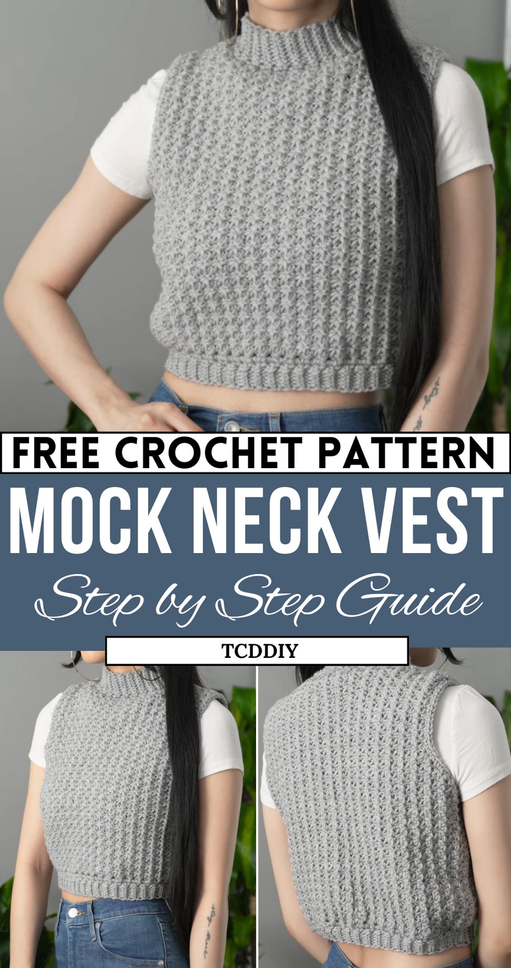 Crochet Mock Neck Sweater Vest Tutorial