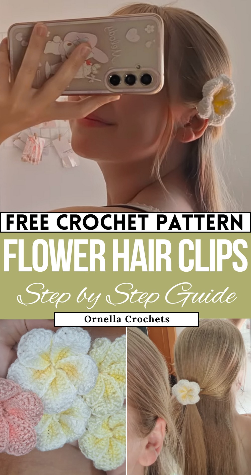 Crochet Plumeria Flower Hair Clip Tutorial