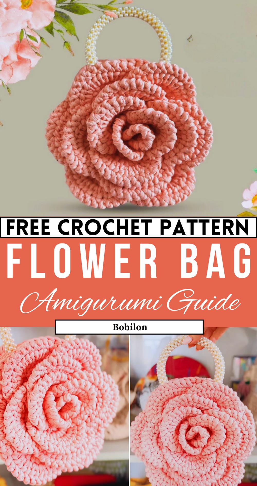 Crochet Rose Handmade Purse