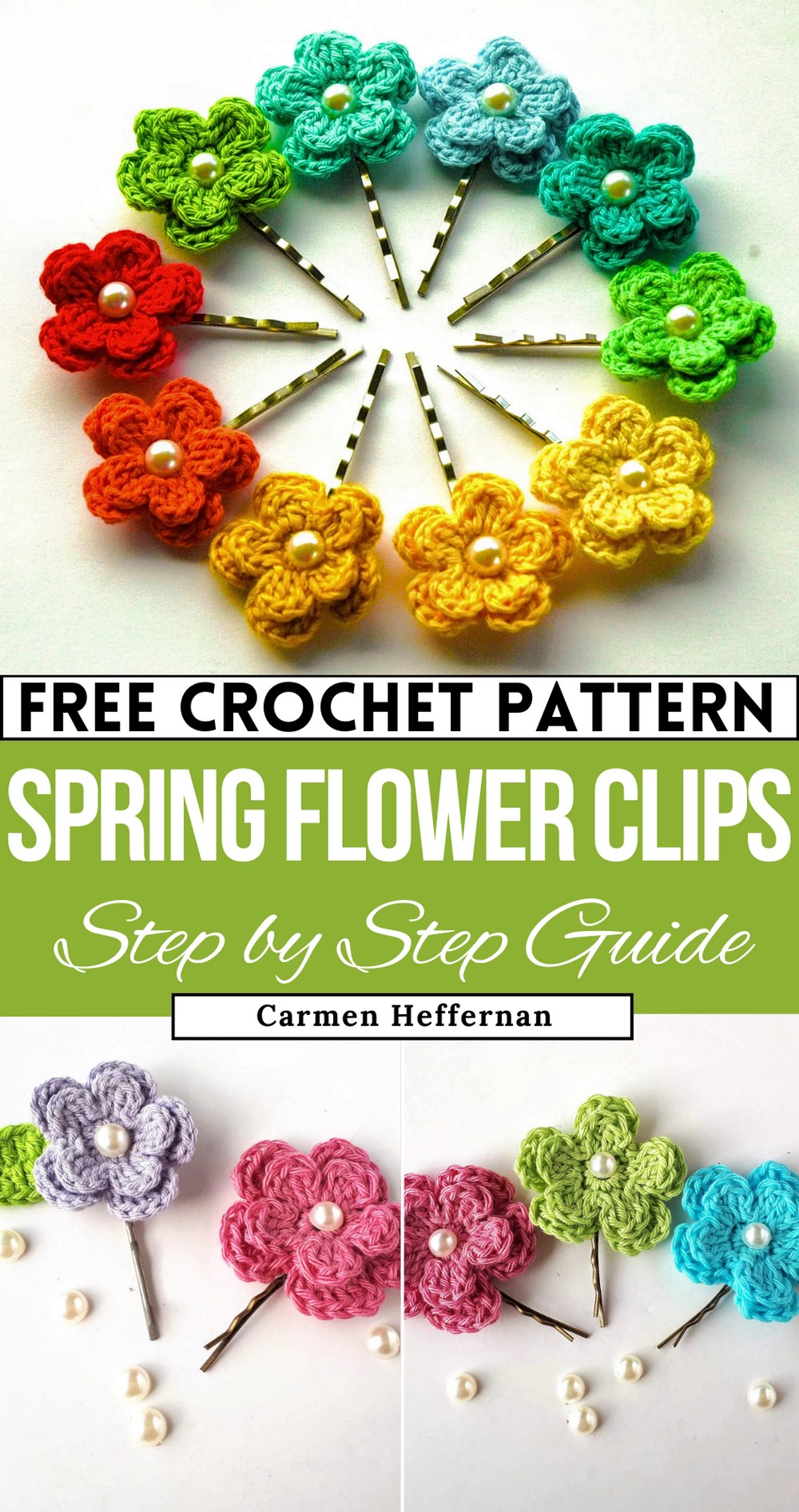 Crochet Spring Flower Clips