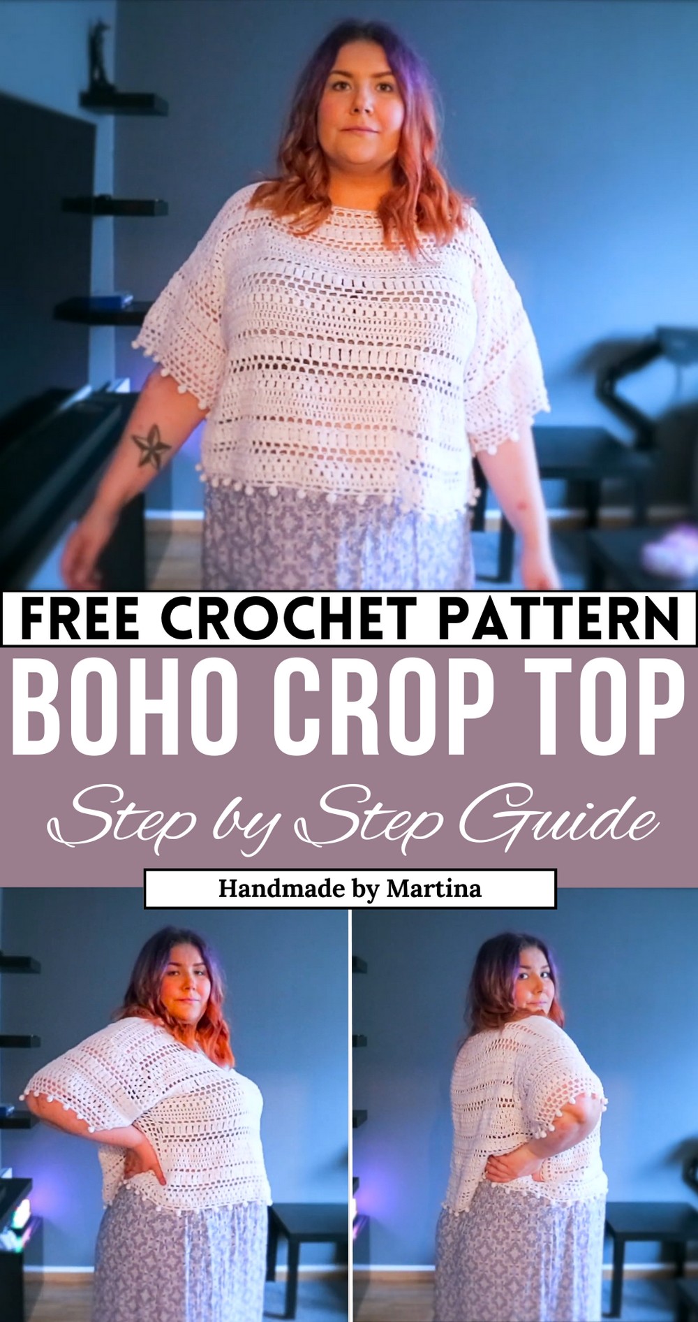 Crochet White Boho Summer Crop Top Pattern