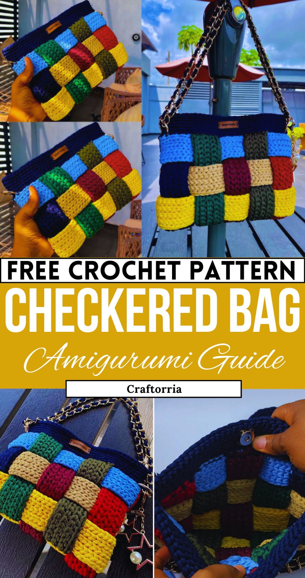 Crochet a Colorful Checkered Bag