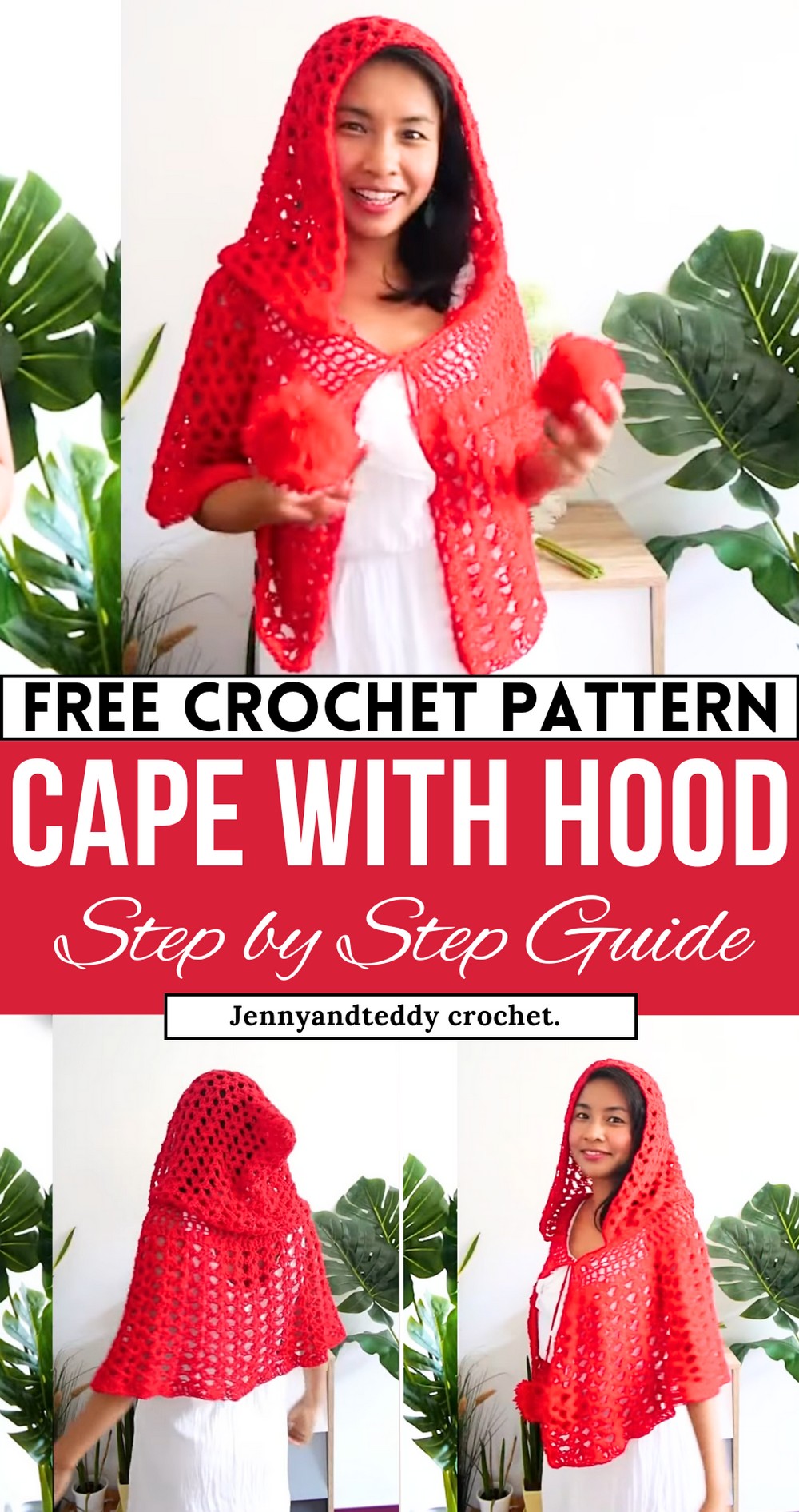 Easy crochet cape with hood tutorial