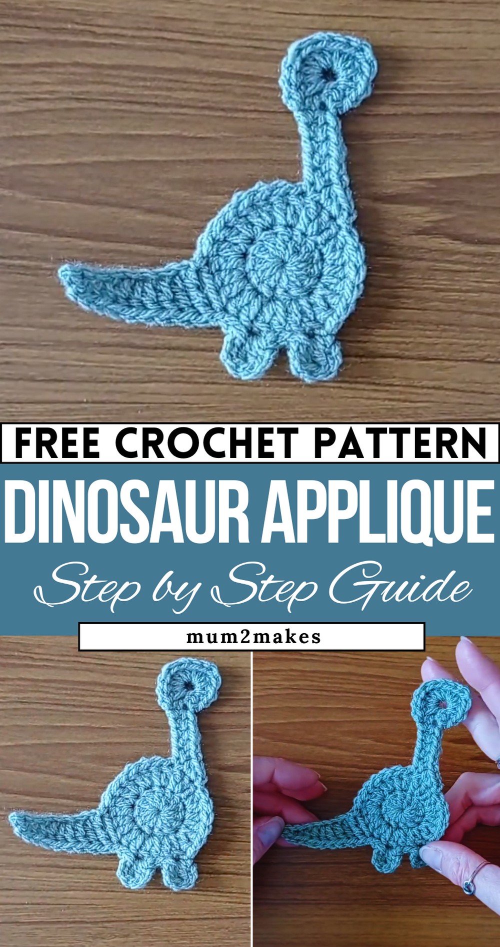 Inspiring Crochet Dinosaur Applique Pattern