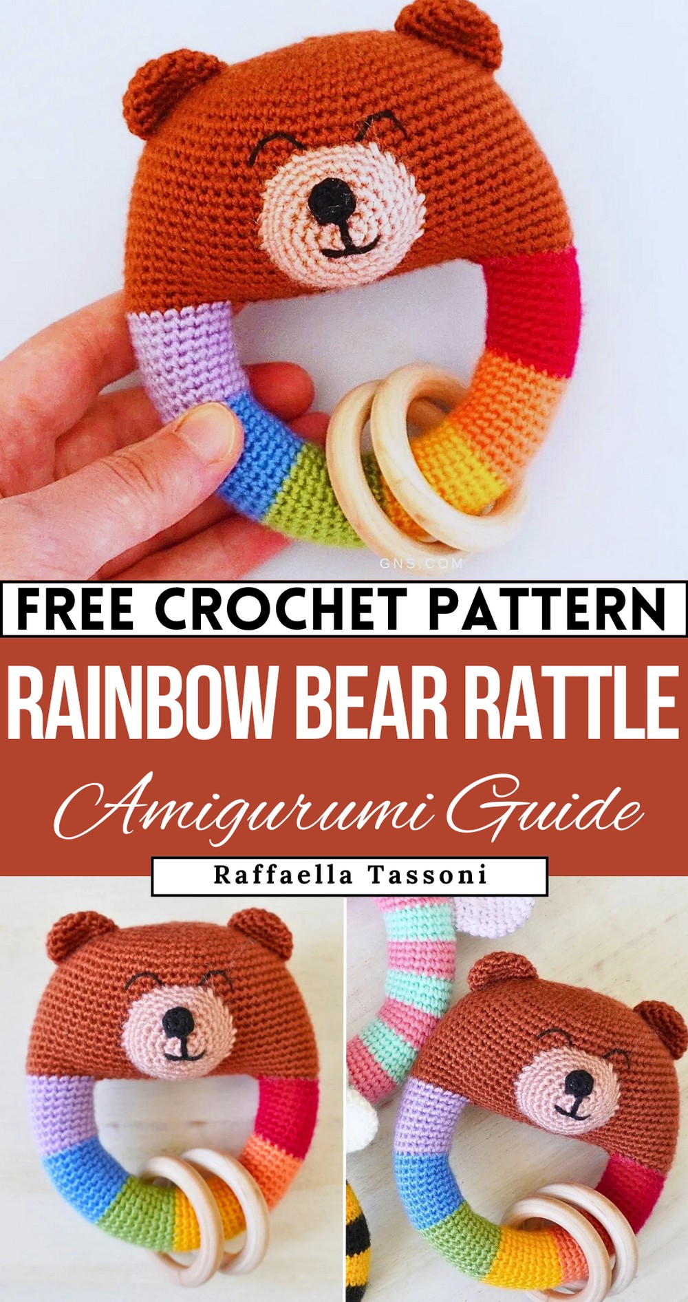 Rainbow Bear Baby Rattle