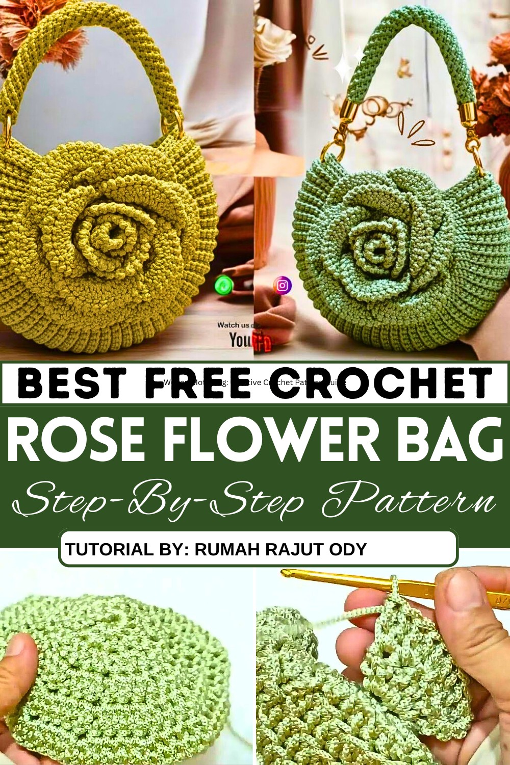 Stylish Rose Flower Bag Crochet Tutorial