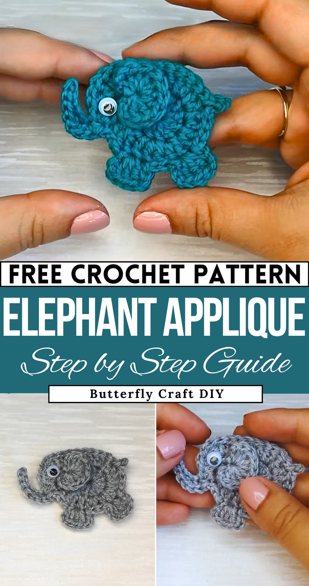 Unique Elephant Crochet Applique Pattern