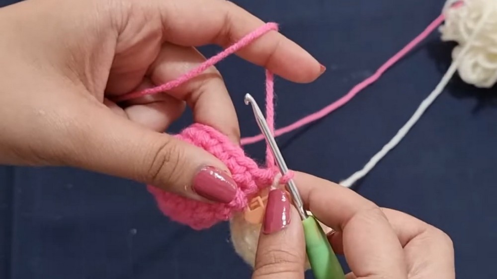 Crochet Couple Heart Keychain