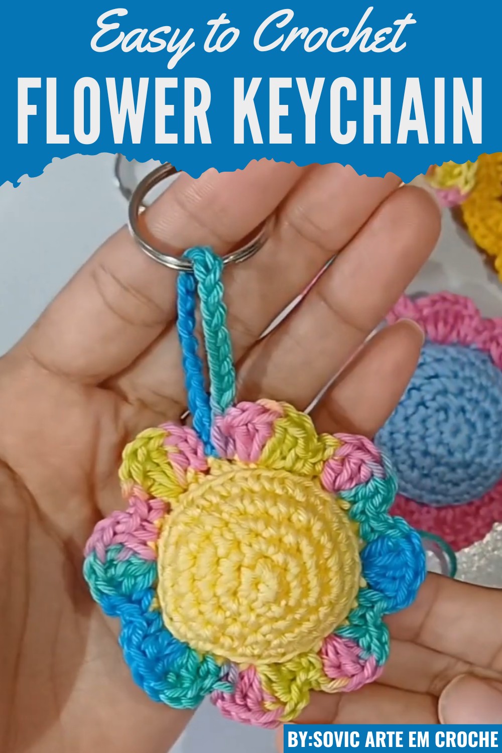 Crochet Flower Keychain