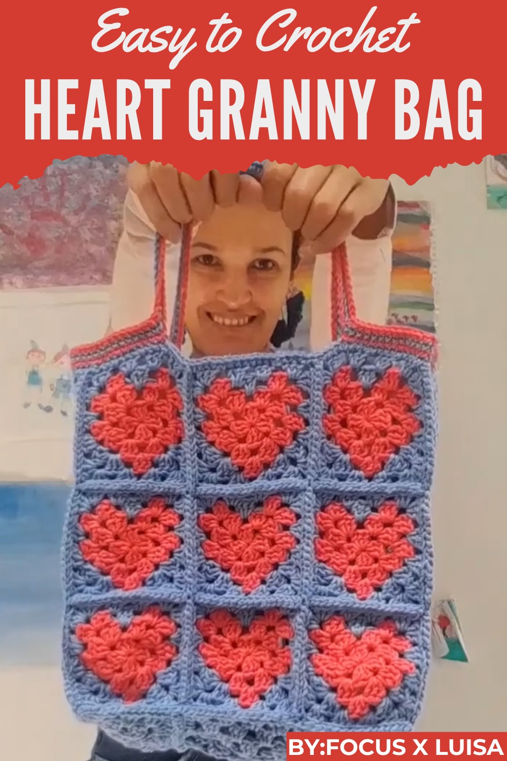 Crochet Heart Granny Bag