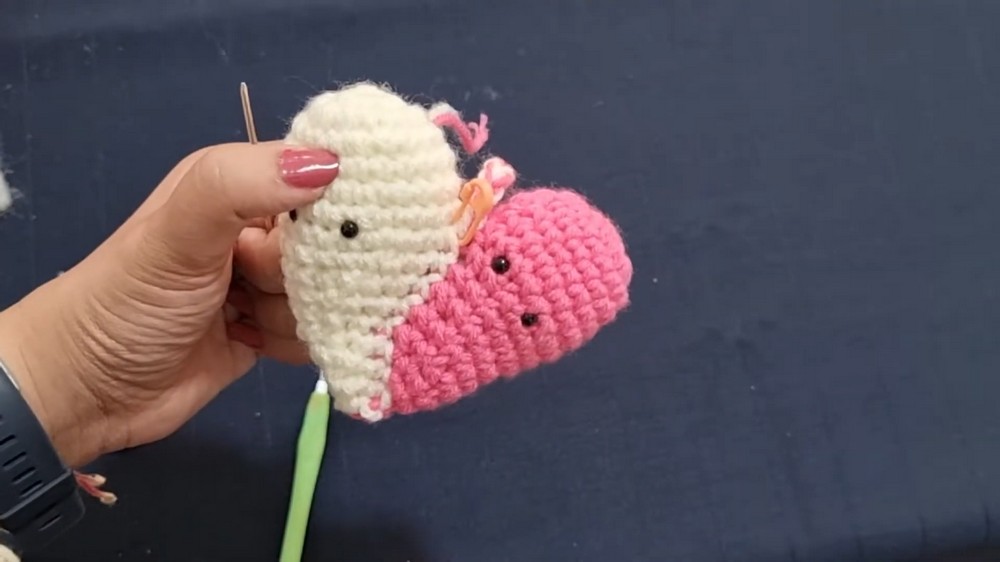Crochet Couple Heart Keychain