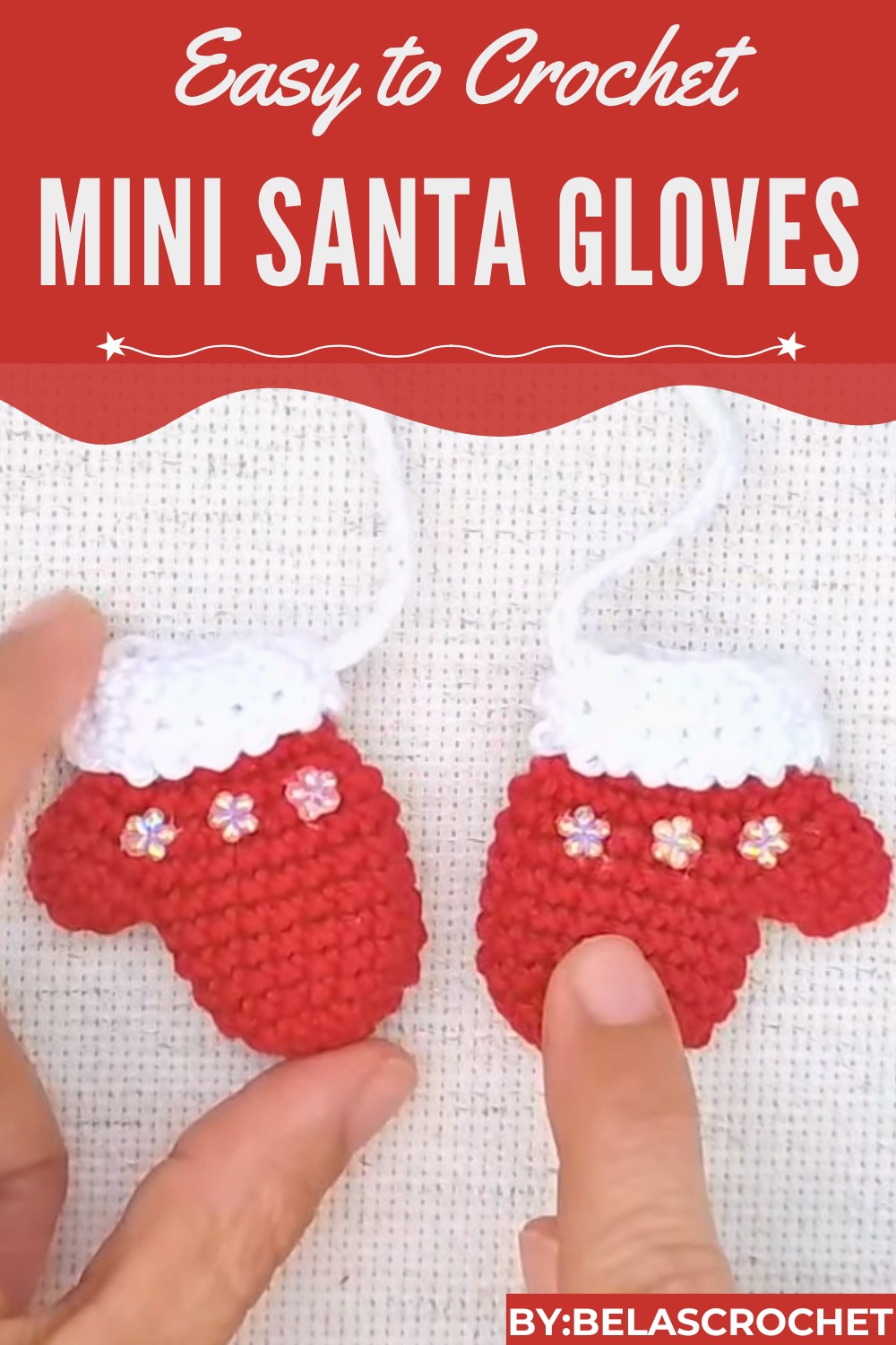 Crochet Mini Santa Gloves
