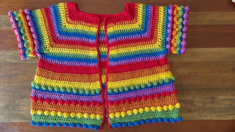 Crochet Rainbow Baby Cardigan