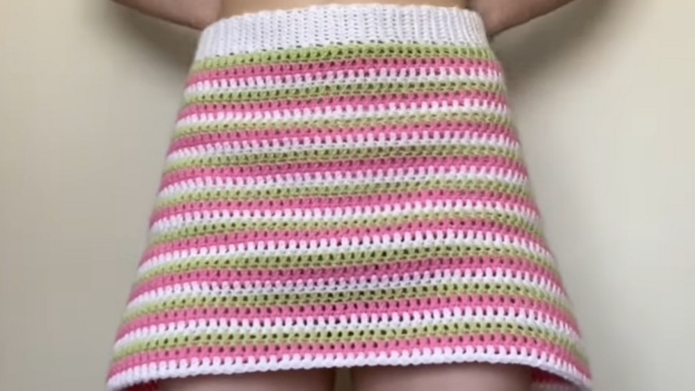 Crochet Striped Mini Skirt