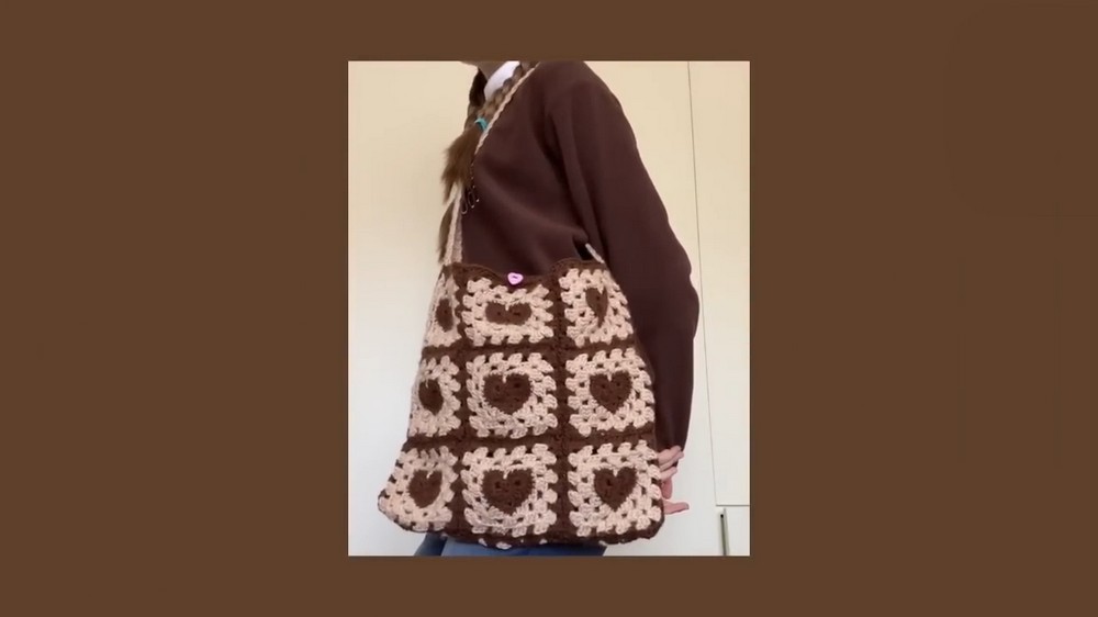 Crochet Heart Tote Bag
