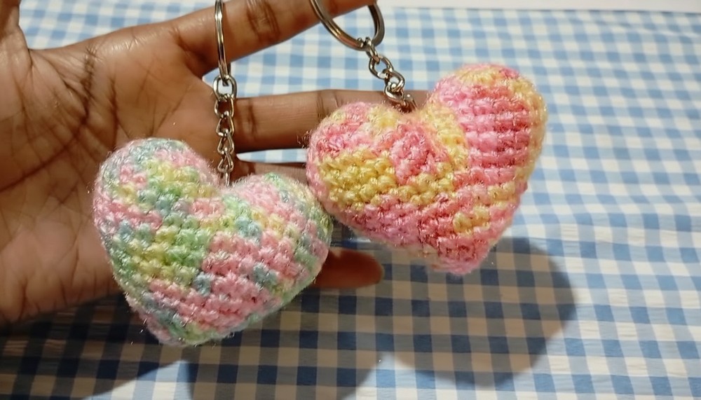 Crochet Heart Keychain