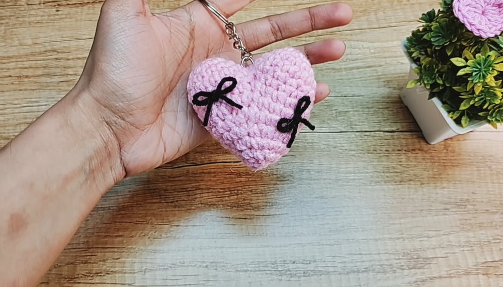 Crochet Heart Keychain