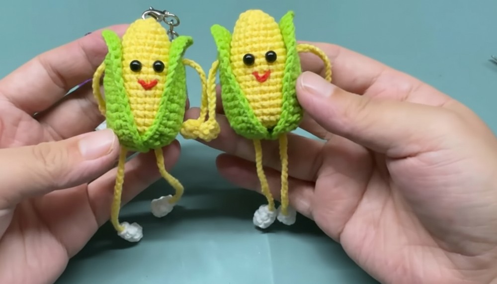 Crochet Corn Keychain