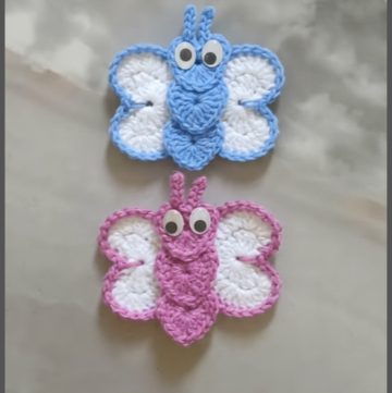 Crochet Heart Butterfly Keychain