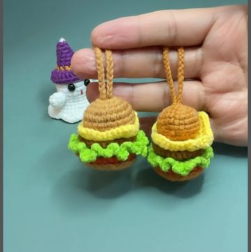 Crochet Hamburger Keychain