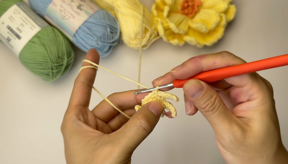 Crochet Butterfly Peony Flower