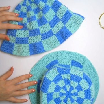 Crochet Checkered Bucket Hat