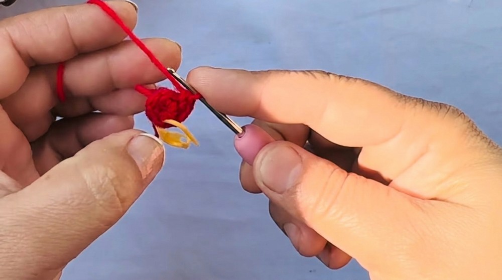 Crochet Strawberry Keychain