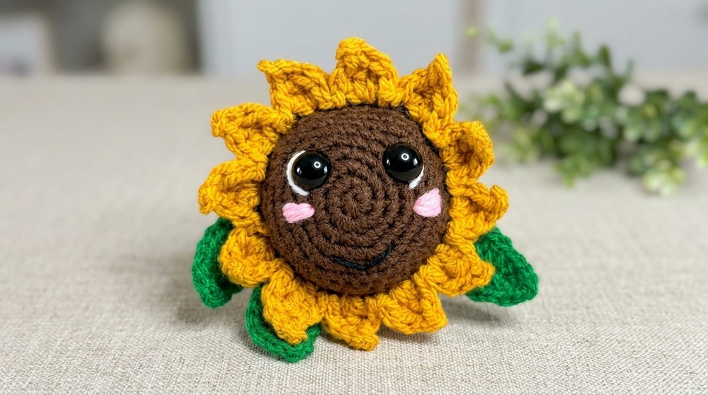 Crochet Sunflower Keychain