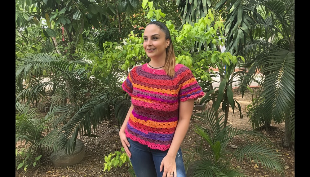 Crochet Colorful Blouse Top