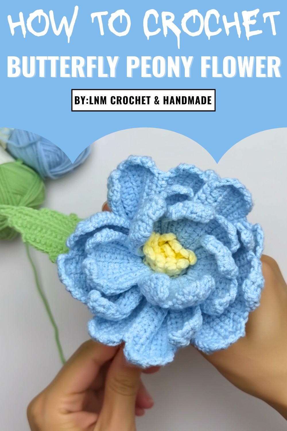 Crochet Butterfly Peony Flower