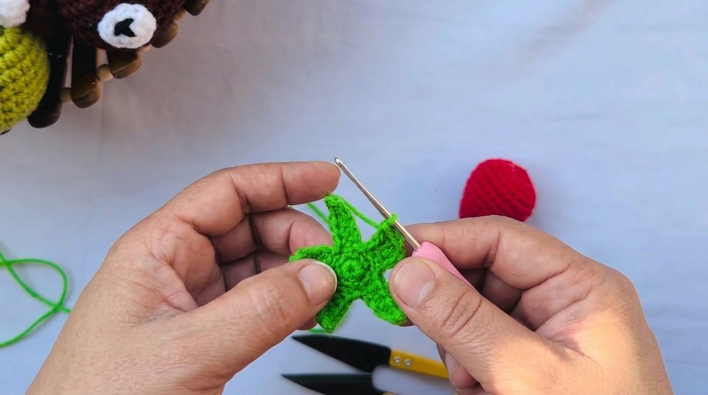 Crochet Strawberry Keychain
