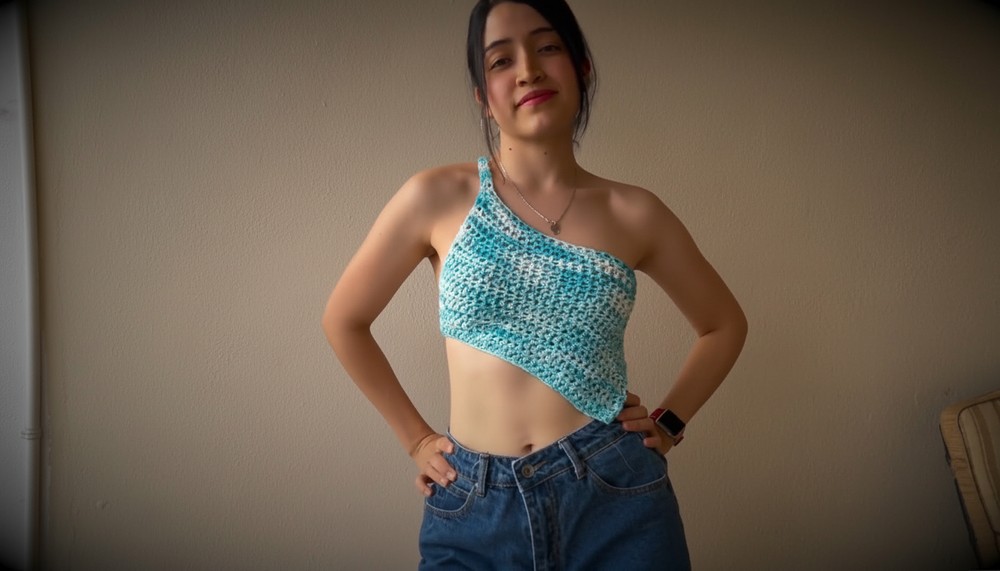 Crochet One Shoulder Crop Top