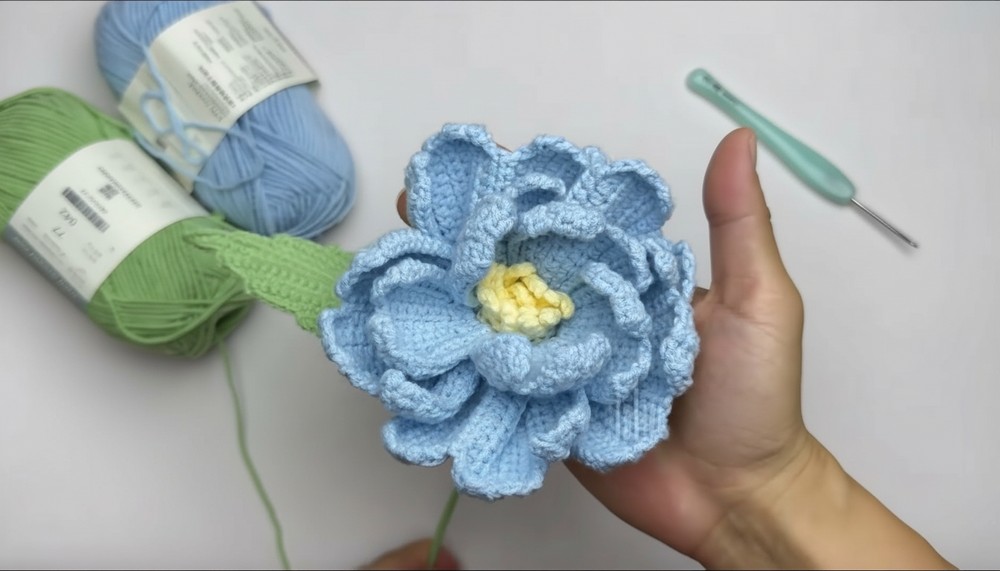 Crochet Butterfly Peony Flower