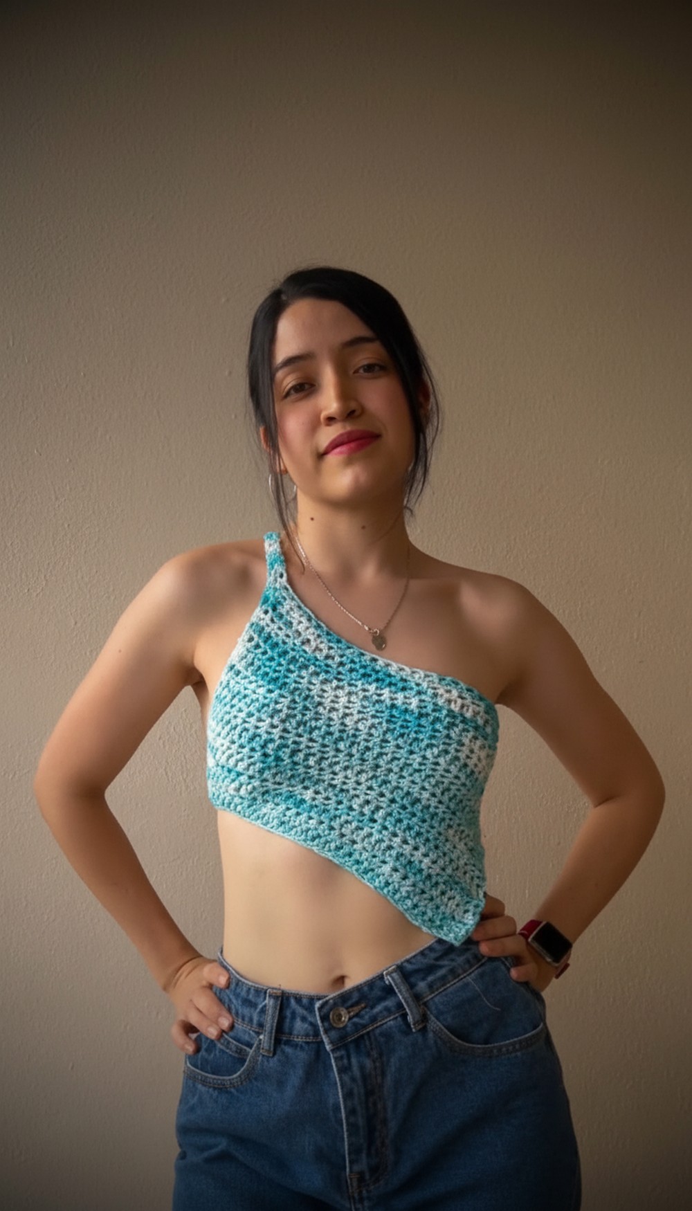 Crochet One Shoulder Crop Top