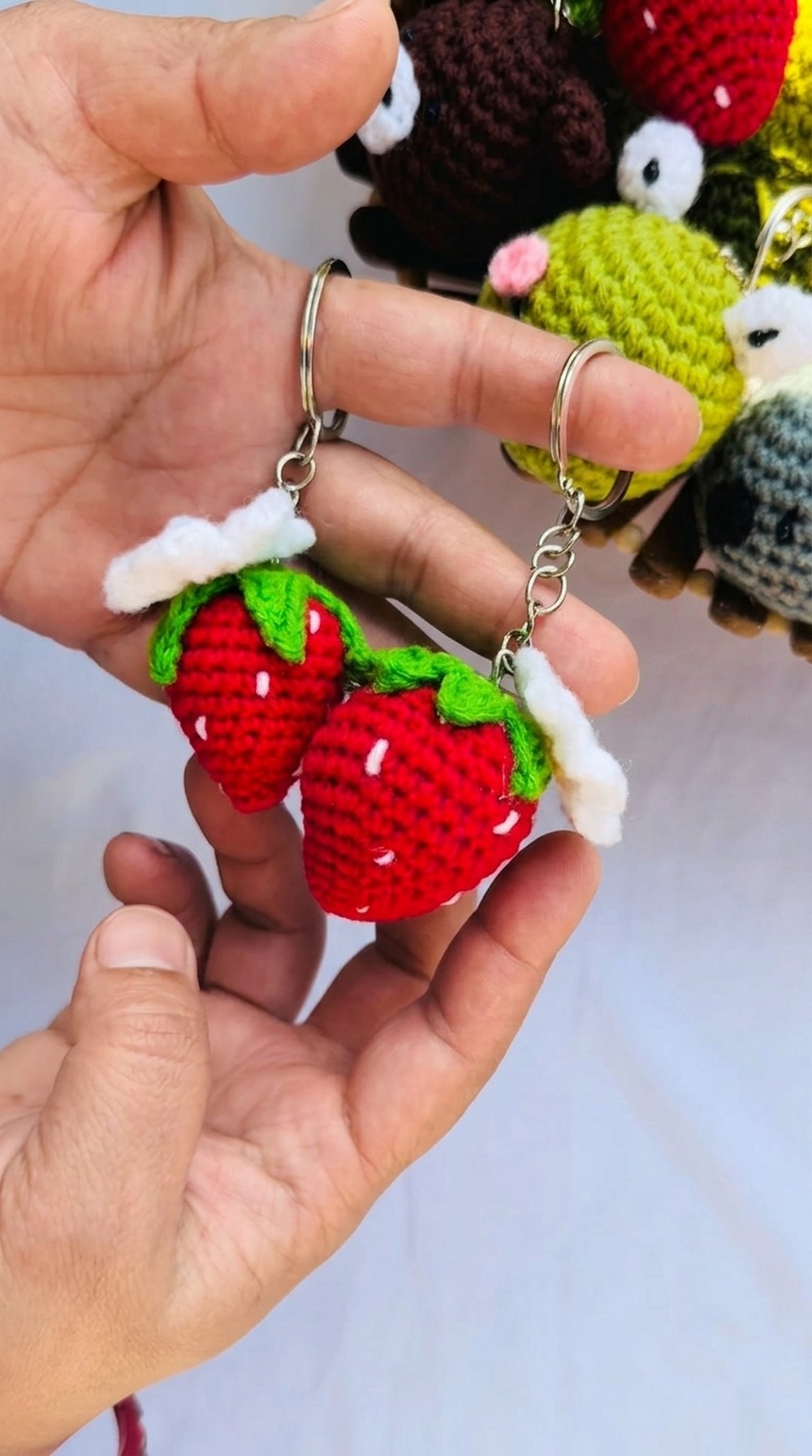 Crochet Strawberry Keychain