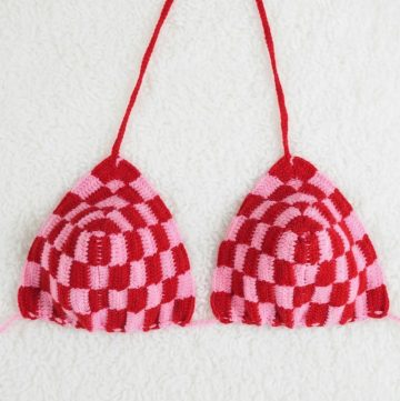Crochet Checkered Bikini Top