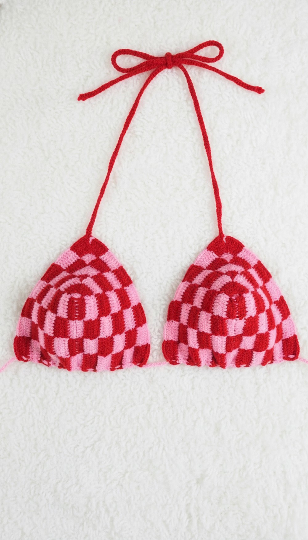 Crochet Checkered Bikini Top