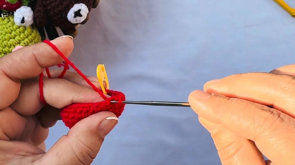 Crochet Strawberry Keychain