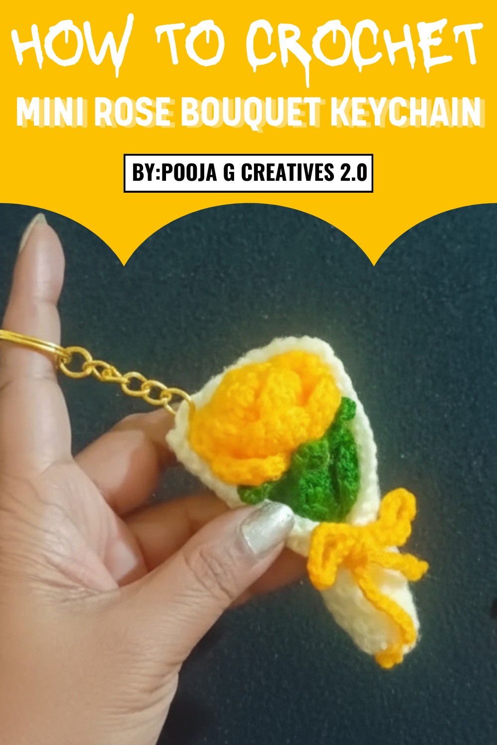 Crochet Mini Rose Bouquet Keychain