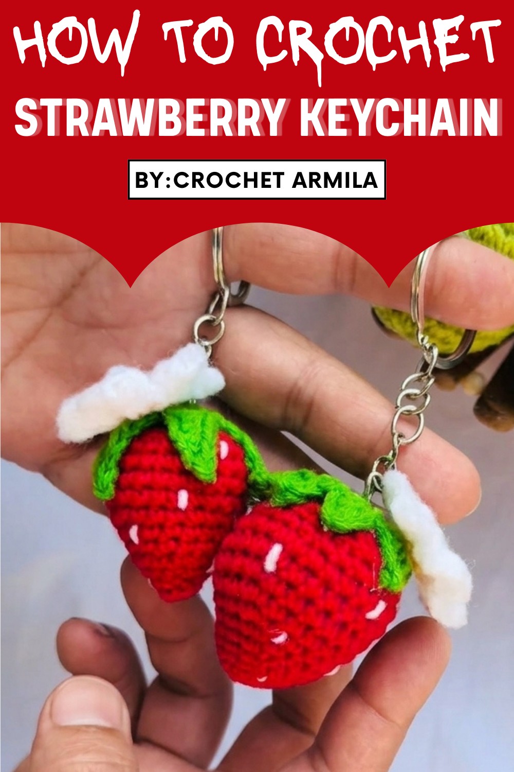 Crochet Strawberry Keychain