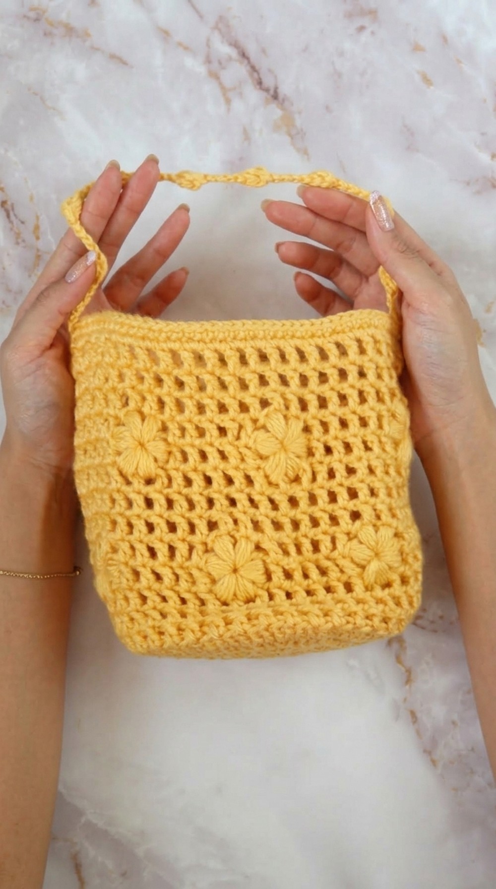 Crochet Flower Mesh Bag